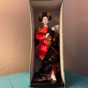 Vintage Japanese Geisha Doll on stand